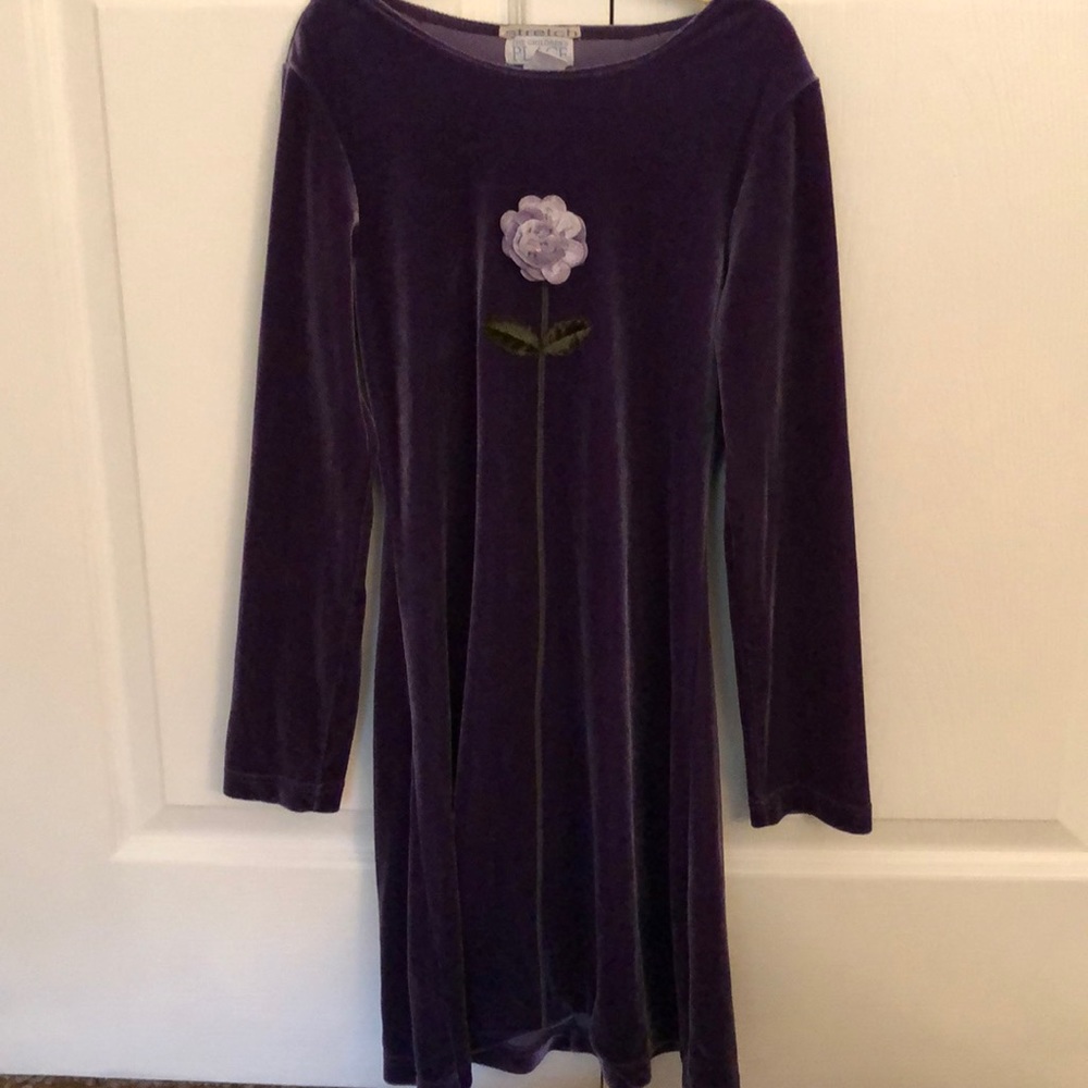 Purple children Place velvet flower dress